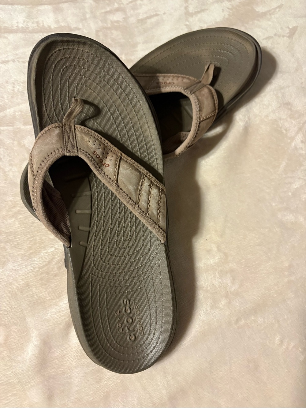 CROCS Men's Taupe Brown Sport Flip Sandals